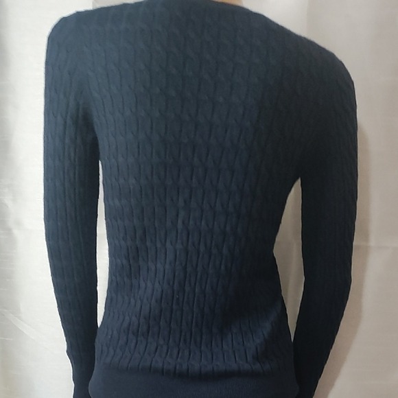 Zara Blue‎ V-Neck Cable Knit Sweater Size M - Picture 4 of 8